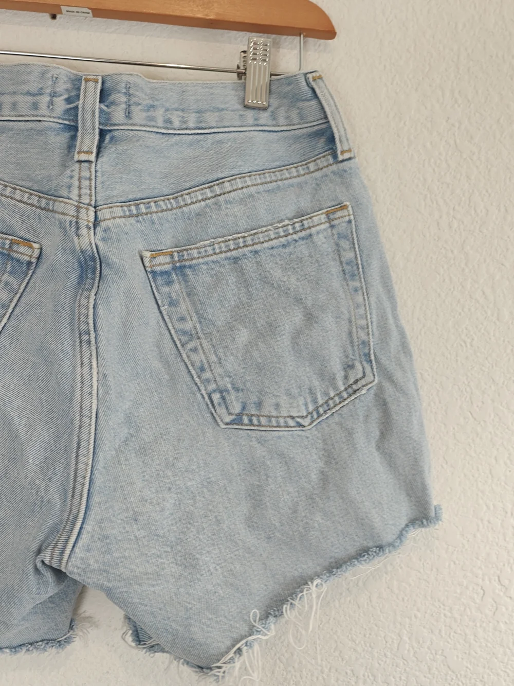 Agolde Parker Long Distressed Denim Shorts 24 High Rise Raw Hem Button Fly